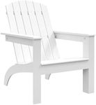 Outsunny Adirondack Chair Patio Muskoka Chair, Outdoor Poplar Wood Fire Pit Chair, Pre-Assembled Backrest Chaise Adirondack with High-back, Large Seat, for Deck, Garden, White