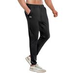 BROKIG Mens Hidzip Gym Joggers Bottoms, Lightweight Running Tracksuit Bottoms Sports Workout Trousers Track Pants Quick Dry with Zip Pockets (Medium, Black)