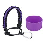 PATIKIL Water Bottle Holder, Paracord Handle Carrying Lanyard Strap Carrier with Ring for 12oz to 24oz Wide Mouth Bottles, Purple, Black