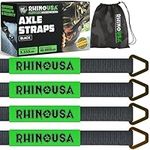 Rhino USA Axle Tie Down Straps - Lab Inspected 11,128lb. Break Strength - Heavy Duty Protective Sleeves & D Rings to Ensure Peace of Mind - Used for Car Engine Hoist, Truck, Trailer, UTV (4-Pack Set)