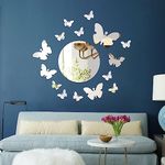 16 Pieces Butterfly 3D Acrylic Mirror Wall Decor Stickers, 2MM Thick Removable Butterfly Mirror Wall Stickers DIY Mirror Mural Stickers for Home Living Room Bedroom