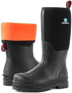 Trudave Rubber Boots for Men, Waterproof Rain Boots with Steel Shank & Reinforced Shell, 5mm Neoprene Insulated Knee mud Boots for Hunting Farming Fishing