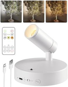 EZVALO Battery Powered LED Spotlight Indoor, Wireless Plants Spot Light with Remote,5500mAh Rechargeable Mini Art Accent Spot Lights, Uplighting Indoor for Artwork Tree Painting Portrait(White)