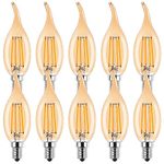 ProCrus E14 LED Candle Light Bulb,4W LED Light Bulbs for Chandelier,C35 Small Edison Screw Candelabra SES LED Bulb,2700K Warm White,Equivalent 35 Watt,350LM,Not Dimmable,Amber,Pack of 10