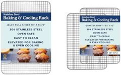 Ultra Cuisine Heavy Duty 100% Stainless Steel Cooling Rack for Cooking and Baking - Baking Rack & Wire Cooling Rack - Fits Quarter and Jelly Roll Sheet Pans - 8.5''x 12'' and 10''x 14.75''