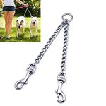 Pets Empire Metal Double Dog Lead, 2 Way No Tangle Coupler Double Pet Dog Chain Lead Leash (L)