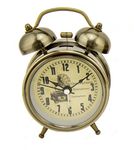 HAND 6025B Gramophone Vintage Style Alarm Clock in Stylish Metallic Tone Finish - 12 cm x 8 cm x 5 cm - Silent Operation with Night Light