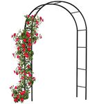 Crystals Garden Arch Green Metal - Heavy Duty Steel Frame Support Arches for Climbing Plants, Roses, Vegetables, Outdoor Decoration and Archway Decor - Large Size (2.4M) (Garden Arch)