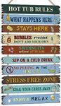 Tatuo Hot Tub Rules Wood Sign Funny Hot Tub Rules Sign Bathroom Decorative Signs Outdoor Rules Plaque Wall Bath for Pool Backyard Outdoor Wall Art Accessories (Classic)