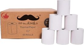 Thermal Paper Rolls, 3-1/8" x 200', Diameter 70mm, Inside 16mm, Case of 50 Rolls for Receipt/Debit/Credit Card