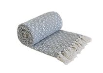 Emma Barclay Casablanca - Scandi Woven Recycled Cotton Chair Sofa Setee Bed Throw Over Blanket in Silver - 90x100 (228x254cm)