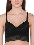 Clovia Women's Lace Padded Non-Wired Longline Bralette with Racerback (BR1889P13_Black_36D)