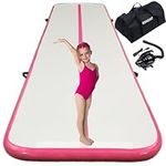 Air Tumbling Track Gymnastics Mat Inflatable 10ft 13ft 16ft 20ft Gym Tumble Mats 4 Inch Thickness for Home Use/Training/Cheerleading/Yoga/Water Fun with Electric Pump（Pink,3m）