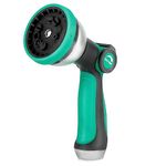 RESTMO Hose Nozzle Heavy Duty, Metal Water Hose Sprayer for Garden, 10 Spray Patterns | High Pressure | Thumb Flow Control | On/Off Valve, Ideal for Outdoor Lawn & Plant Watering, Car & Pet Washing