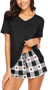 Avidlove Women's Shorts Pajama Set Short Sleeve Sleepwear Nightwear Pjs S-XXL Black and White