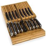 In-Drawer Bamboo Knife Block Holds 