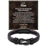 BOCHOI To My Man Love Leather Bracelet for Men Anniversary Birthday Gift, Presents for Men I Love You Brown Bracelets Gifts for Him Husband Boyfriend Mens Fiance Valentines Gifts