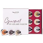 Thoughtfully Gourmet, Gourmet Salt Tin Gift Set, Seasoning Salt Flavors Include Jalapeno, Truffle, Rosemary, Sriracha, Smoked, Black Himalayan, Garlic Salt and More, Set of 9