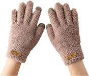 Women Winter Knit Gloves Men Woolen Soft Angora Acrylic Wool Touchscreen Finger Hand Gloves | Casual Fleece Warm Winter Gloves for Girls and Boys (Brown)