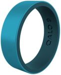 QALO Women's Rubber Silicone Ring, Eva Shockey Rubber Wedding Band, Breathable, Durable Engagement Silicone Ring, Peacock Blue Metallic & Dark Teal Blank Strata, Size 6