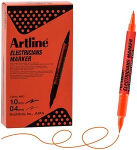 Artline Electricians Markers | Twin-Nib | Professional Series | Non-Conductive Ink & Barrel | EKPR-ELFT | 0.4mm Fine/1.0 Bullet Tips | Pack of 12 | Orange