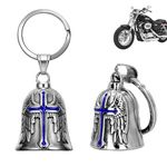 XNZMYN Pack of 2 Guardian Bell Motorcycle Bells, Stainless Steel Motorcycle Bell Lucky Charm, Motorcycle Bell Hanger, Chrome for Motorcycle Accessories or Key Chain, 2 Blue, ‎4,5 x 3 x 2,98 cm