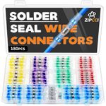 ZIPCCI 180Pcs Solder Seal Wire Connectors - Heat Shrink Butt Connectors Kit, Waterproof Marine Wiring Splice Terminal Gauge, Electrical Crimp, Trailer Wire - Heat Shrink Wire Connectors