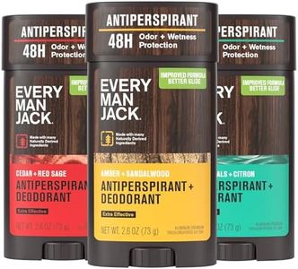 Every Man Jack Men’s Antiperspirant Deodorant Variety Pack – New & Improved Formula – Outdoor Inspired Scents - Smooth Glide, 48-Hour Odor & Sweat Defense– 2.6 oz (3 Pack)