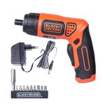 BLACK+DECKER BDCS36F 3.6V Li-Ion Cordless Screw Driver Kit with LED Guiding Light (10-Bits), Orange (BDCS36F-IN)