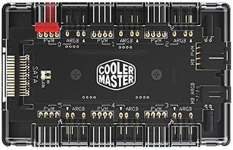 COOLERMASTER ARGB and PWM HUB,6 Ports for Addressable RGB Lighting,1 to 6 Multi Way Magnetic backplane Splitter 5V/3PIN Case Fan Hub Adapter