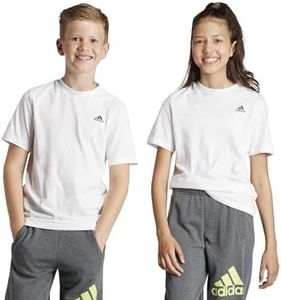 adidas Sportswear Essentials Small Logo Cotton Kids T-Shirt, White/Black, 9-10 Years