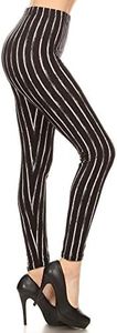 Leggings Depot Capri REG/Plus Fashion Print Leggings Capri BAT1, Chalkboard Stripes, One Size