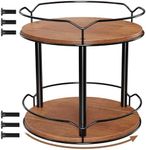 MUTUALUS Lazy Susan Organizer 2 Tier - Turntable Spice Rack for Table Top, Wooden Rotating Lazy Susan for Cabinet Pantry Kitchen Countertop Dining Table Cupboard Bathroom Vanity Storage