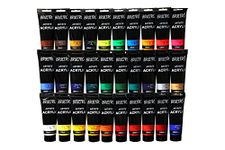 BRUSTRO Artists Acrylic Paint |120ml, 30 Shades (Complete Colour Range)| Ideal for Paper, Canvas, Water-based, Non-toxic, Inter-mixable, Perfect for Artists, Crafters, Students and Professionals