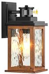 VIANIS Motion Sensor Outdoor Lights, Dusk to Dawn Outdoor Lighting for House, Wood Grain Garage Lights, Lantern Wall Mount, Waterproof Porch Sconce for Entryway, with Anti-Rust, Weather Resistant