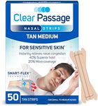 Clear Passage Nasal Strips Small to Medium, Tan, 50 Count | Works Instantly to Improve Sleep, Reduce Snoring, Relieve Nasal Congestion Due to Colds & Allergies