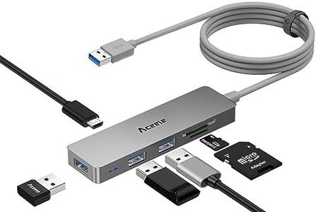 Aceele 5Gbps USB 3.0 Hub, 6 in 1 Ultra Slim Data USB Hub with 4ft Extended Long Cable, USB Multiport Hub with Micro USB Powered Port, SD/TF Card Slot Port, Compatible for PC, Laptop, MacBook