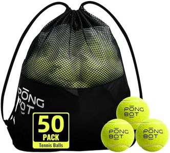 PONGBOT 50 Pack Tennis Balls with Bag, Pressureless and High Elasticity for Practice, Exercise, Beginner Training Play