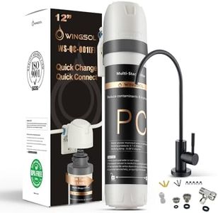 𝗪𝗜𝗡𝗚𝗦𝗢𝗟 Under Sink Water Filter System with Stainless Steel Faucet, Reduces Chlorine, Heavy Metals, Bad Taste, Sediment, NSF/ANSI 42&53, 8K, Easy Installation Sink Water Filter, Black Faucet