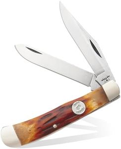 Bear & Son Cutlery CRSB54 Stag Bone Large Knife, 4 1/8", Red