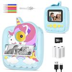 Kids Camera Instant Print,Birthday for 3 4 5 6 7 8 9 Year Old Boys Girls,48MP & 1080P HD Kids Digital Camera with 32GB SD Card & 3 Rolls Paper