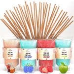 GREENDOSO® Sugar For Candy Floss Machine (4x320g) - Pack of 4 Flavours (Strawberry/Cola/Raspberry/Apple) - 50 Sticks