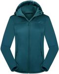 ATLASLAVA Women's Lightweight Softshell Jacket, Fleece Lined Hooded Windproof Coat Warm Jacket for Outdoor Running Travel Hiking DARK BLUE-S