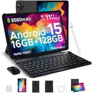 DOOGEE 2025 Newest Android 15 Tablets, U11 11 Inch Tablet,16GB+128GB(TF 2TB), 90 Hz,8580mAh,Android Gaming Tablets, Netflix 1080P/ 5G WiFi/Widevine L1,Tablet with Keyboard&Mouse&Case&Pen-Black