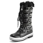 Polar Womens Quilted Tall Snow Waterproof Winter Faux Fur Durable Rubber Sole Outdoor Rain Boots - Black Cardy - UK6/EU39 - YC0626