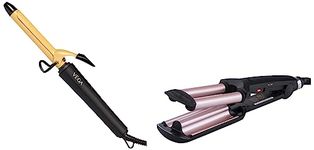 VEGA I-Wave Hair Waver,(Vhwr-01)&Vega Ease Curl 19 Mm Barrel Hair Curler With Ceramic Coated Plates,(Vhch-01),Black