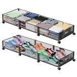 47.2'' Long Under Bed Storage, 57.6L Large Capacity Under Bed Storage with Wheels, Tool-free Assembly Under Bed Storage Containers, Upgraded Foldable Underbed Storage for Shoes, Clothes, Blankets (2