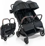 Strolee Ultra Lightweight Double Side by Side Stroller - 19.7 Lbs, 9.5" Compact Fold, Twin Nap Ready Seating, Magnetic Buckle & Ultra Plush Seat Padding 50Lb Max Per Seat- Car Seat Adapters Available