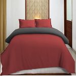 Duvet Cover 100% Egyptian Cotton 1000 TC Double Size Reversible Duvet Cover with Zipper (92x102 Inch) with (2 Burgundy + 2 Dark Grey Pillow Cover) Dual Colour-Burgundy and Dark Grey_ Duvet Cover