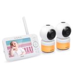 [Upgraded] VTech VM5463-2 Video Baby Monitor 5" LCD with 2 Cameras, Battery 12 Hrs. Video Mode, Pan Tilt Zoom, Color Night Light, Glow On The Ceiling Projection, Sound Activated Features, Two-Way Talk